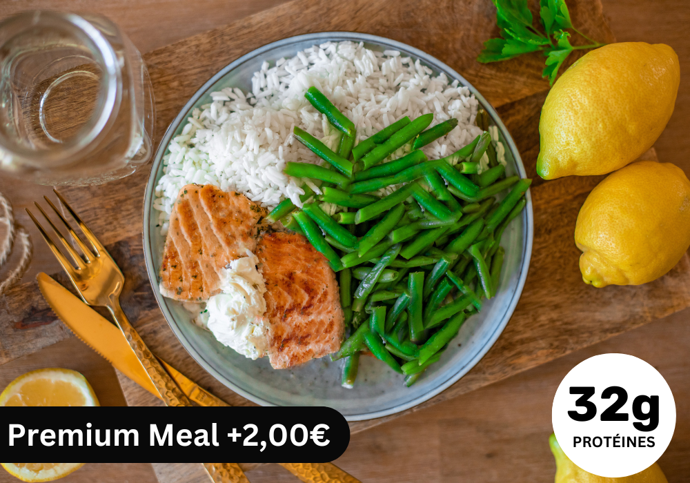 Saumon, riz & haricots verts