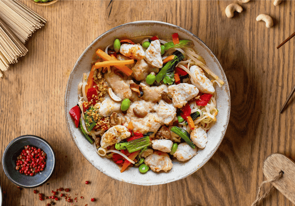 Nouilles de riz sautées au poulet