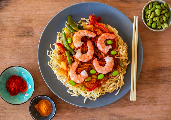 Nouilles sautées aux crevettes