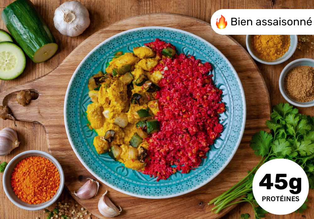 • Couscous rouge au poulet et courgettes