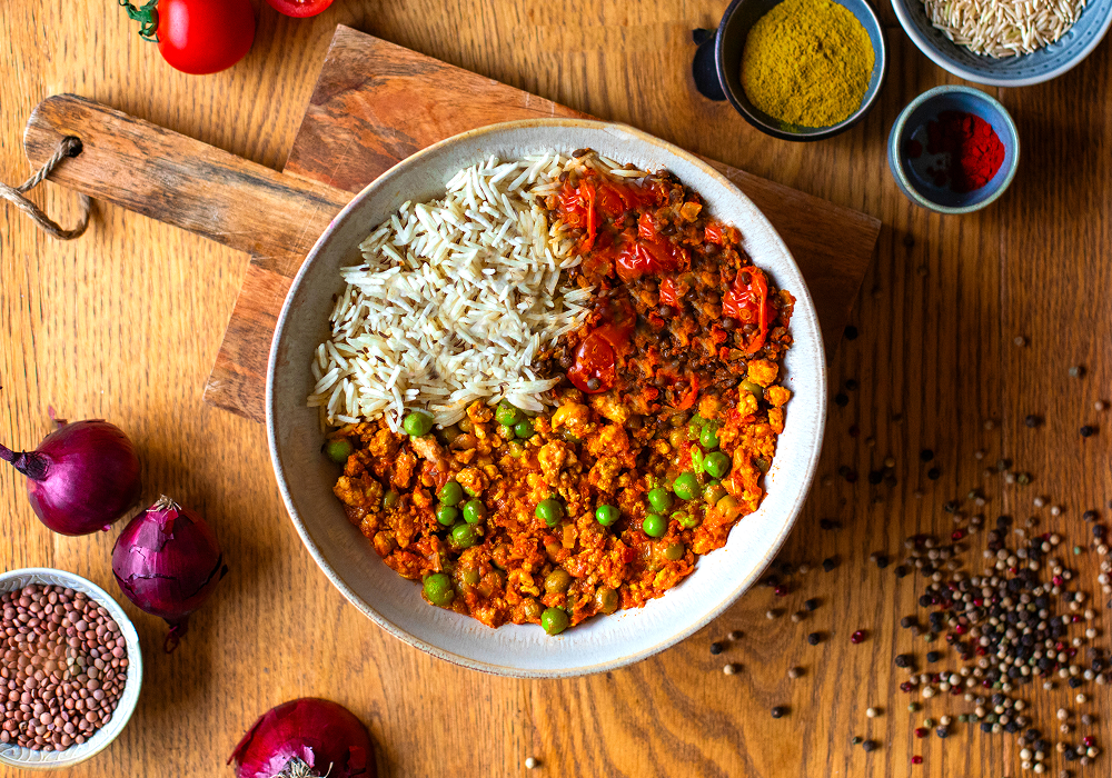 Poulet haché épicé à l’indienne