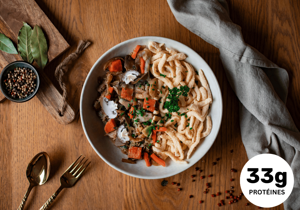 • Spätzle à l'émincé de boeuf