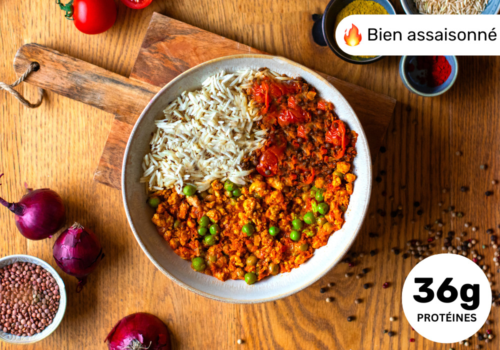 • Poulet haché épicé à l’indienne