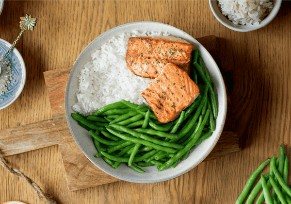 Saumon, riz & haricots verts