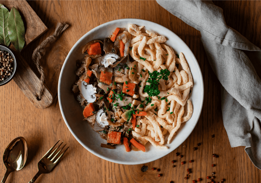 Spätzle à l'émincé de boeuf