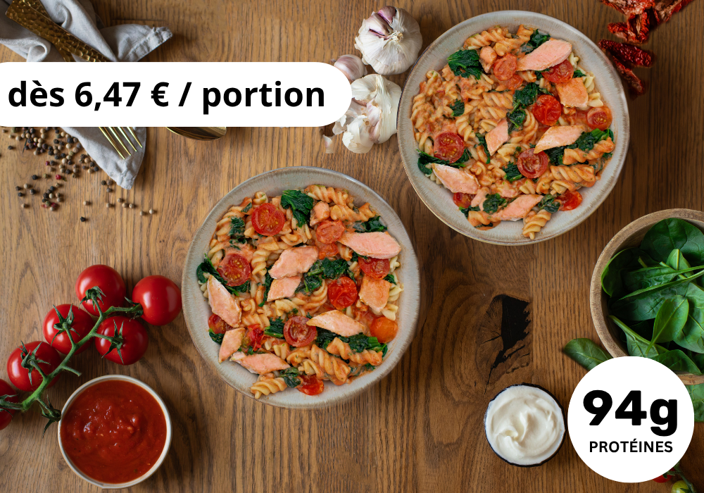 • Saumon & pâtes protéinées à la crème (XL, 2 Portions)